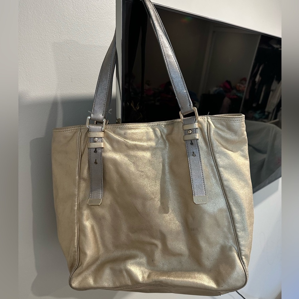Cole Haan Kendra Palladium Gold Metallic Bag - Picture 2 of 8